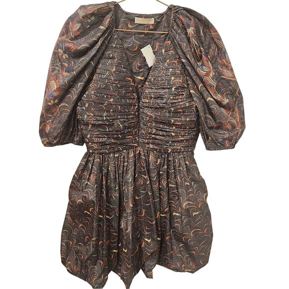 Ulla Johnson Gwen black puff sleeve printed dress size 6 - Picture 5 of 9